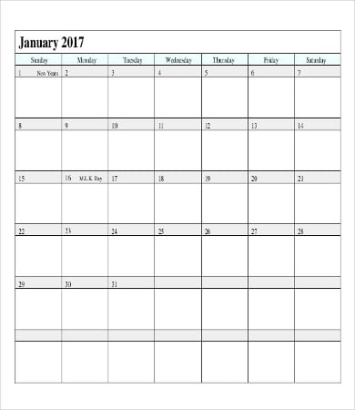 Printable Calendar Pages