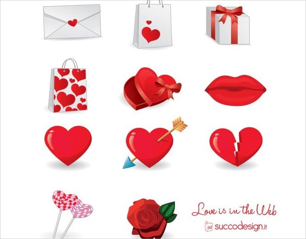 free vector icon set for valentines day