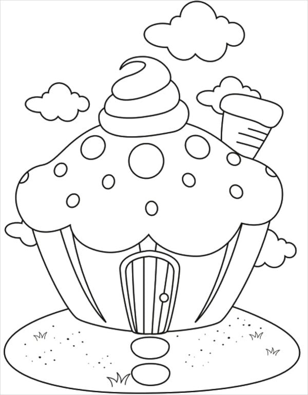 valentines day cupcake colouring page