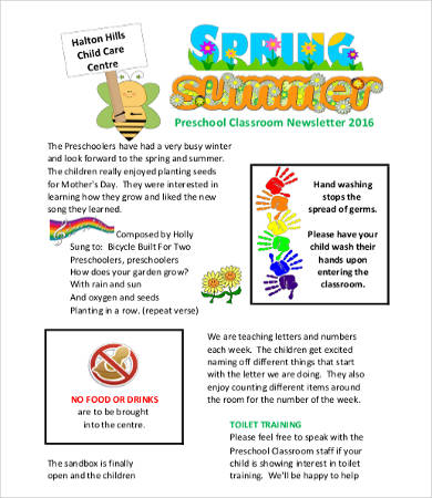 preschool classroom newsletter template