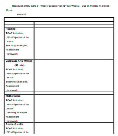 elementary-weekly-lesson-plan-template