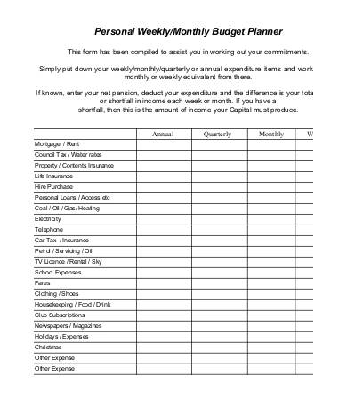 free weekly budget planner