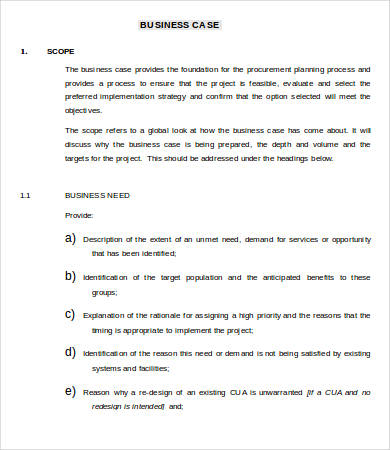 financial business case template word