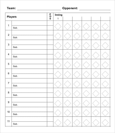 generic softball score sheet