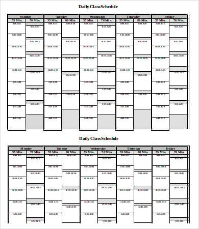 daily class schedule template word