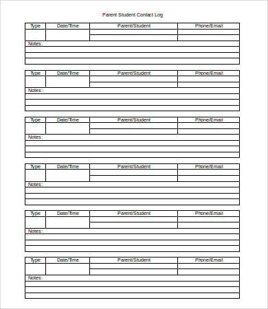 Parent Contact Log - 8+ Free Word, PDF Documents Download