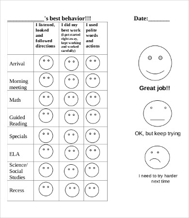 free printable daily behavior chart