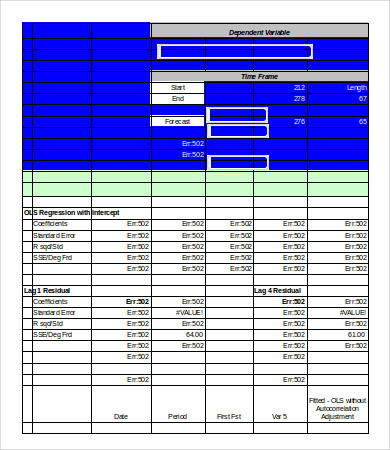 excel linear regression template
