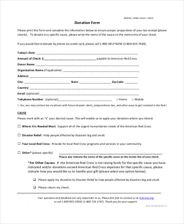 donation form template