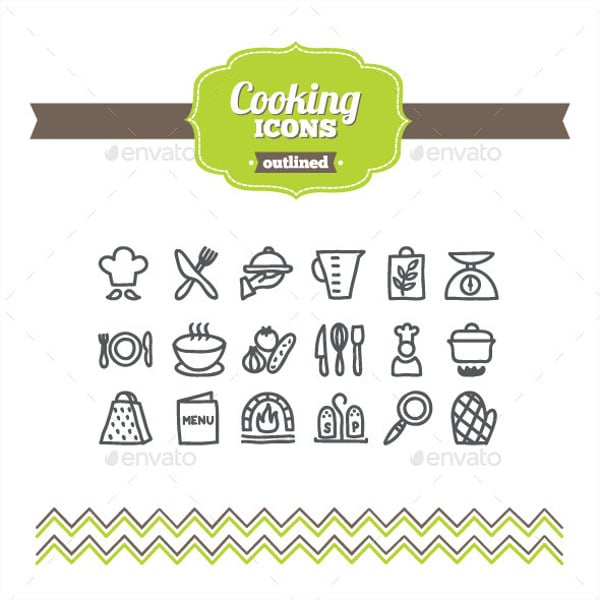 hand drawn cooking icons