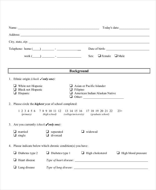 sample questionnaire template