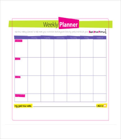 body works weekly planner