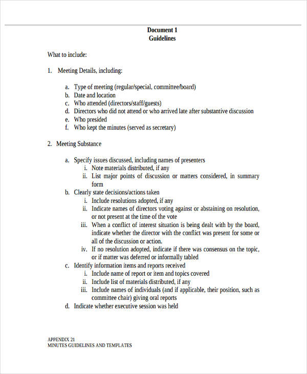 7+ Nonprofit Meeting Minutes Template