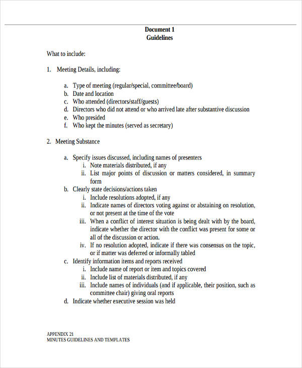 non profit organization meeting minutes template