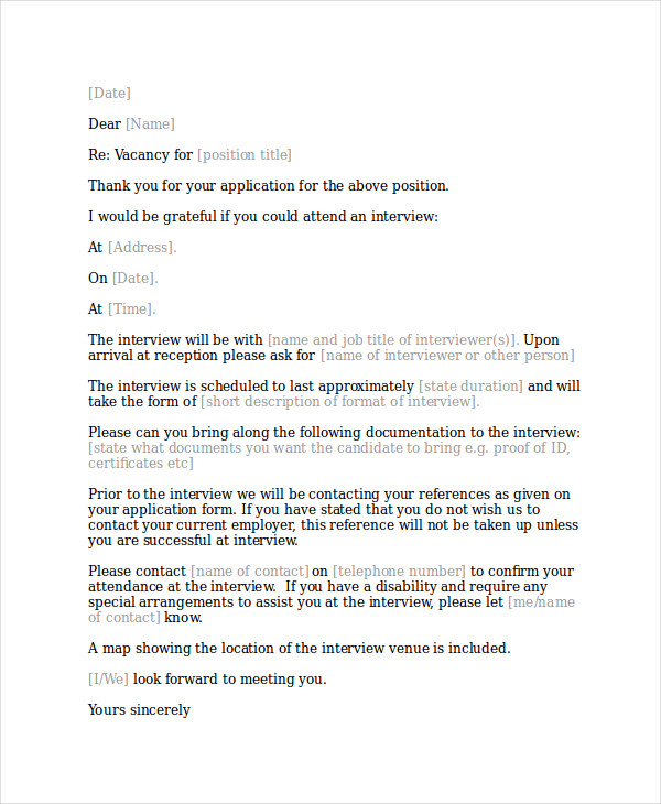 acknowledgement letter for interview call