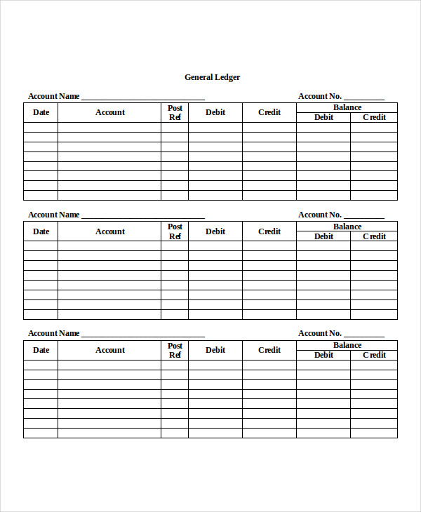 Financial Ledger Printable Ledger Template