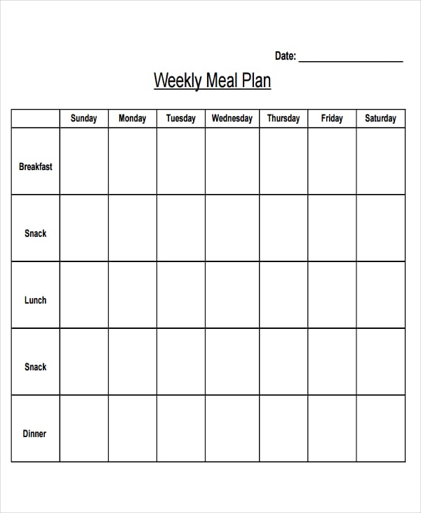 meal planning calendar template