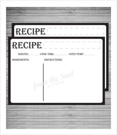 editable recipe card template