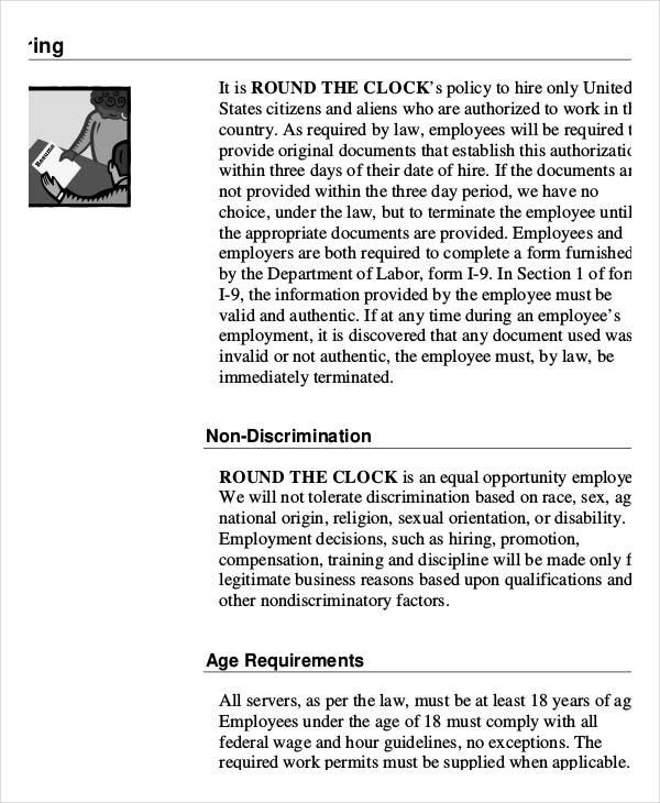 Restaurant Employee Handbook Template Free Printable Templates Your