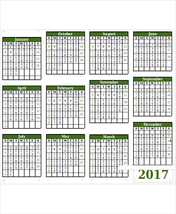 yearly planning calendar template