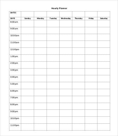 Hourly Planner Template - 11+ Free PDF, Word Documents Download | Free