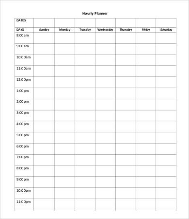 Hourly Planner Template - 11+ Free PDF, Word Documents Download