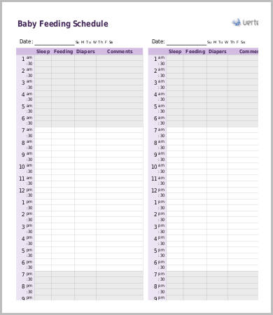 Free Printable Infant Feeding Chart