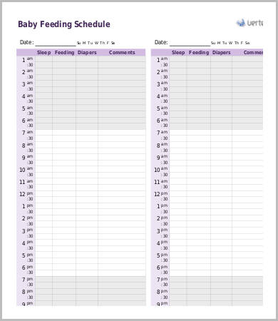 Baby Feeding Schedule Chart Template