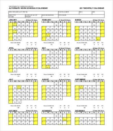 Work Calendar Template - 9+ Free Word, PDF Documents Download