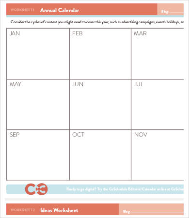 Blank Annual Calendar Printable