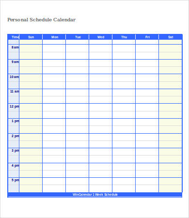 personal schedule calendar