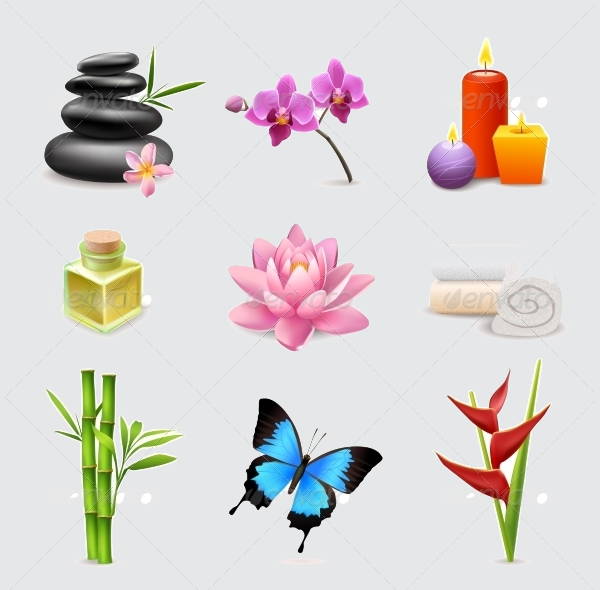 realistic spa icons