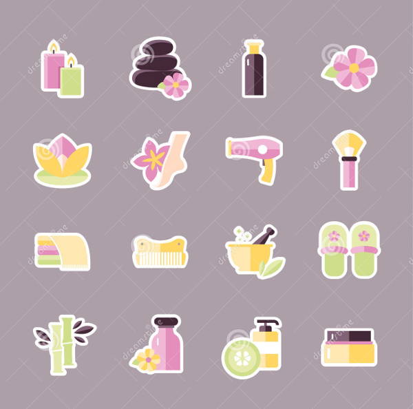 flat beauty and spa icons