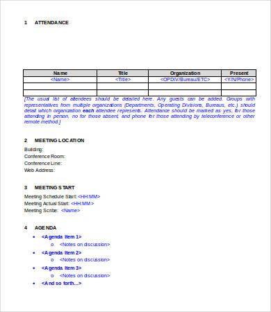 27+ Minutes Of Meeting Samples - PDF, Word, Apple Pages