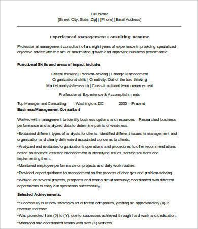 experienced-management-consulting-resume