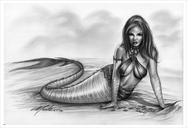 easy pencil drawings of mermaids