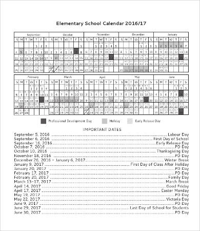 blank calendar templates for elementary school