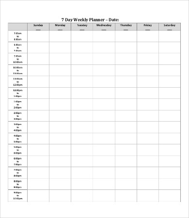 weekly day planner template