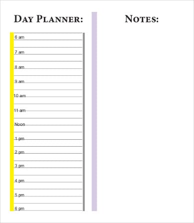 monthly day planner template