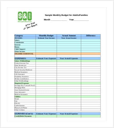 monthly family budget template min