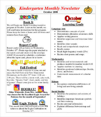 kindergarten monthly newsletter template