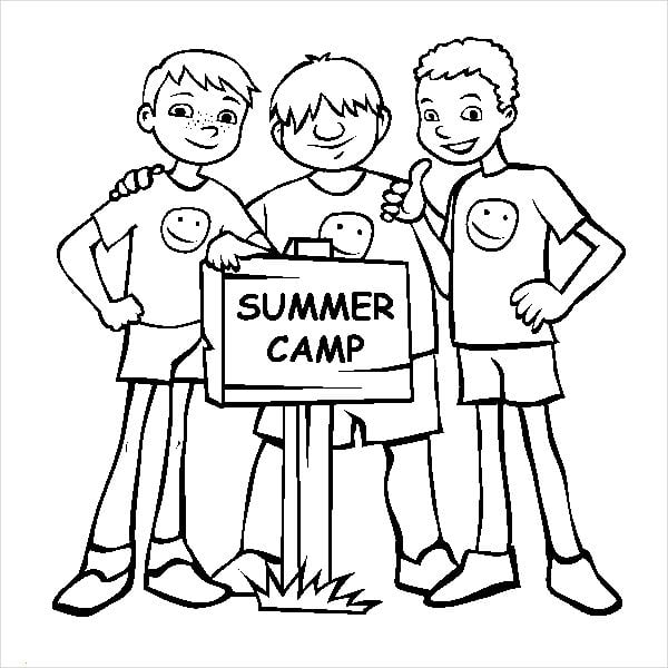 summer camp coloring page