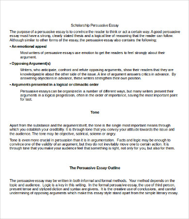 scholarship persuasive essay template