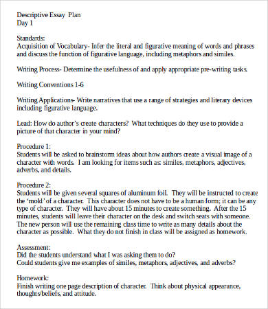 structure of descriptive essay pdf