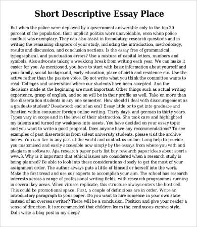 descriptive essay writing examples pdf