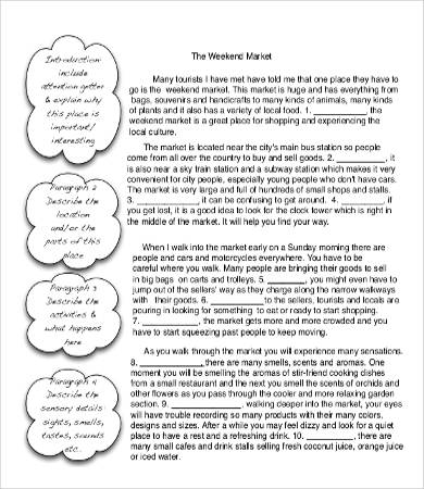 one page descriptive essay template