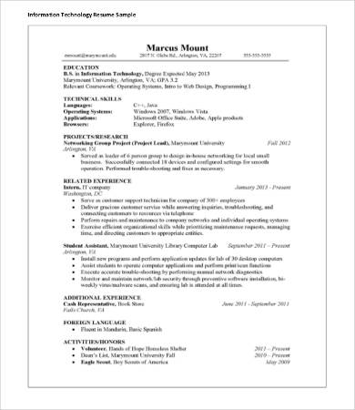 17+ IT Resume Templates - PDF, DOC | Free & Premium Templates