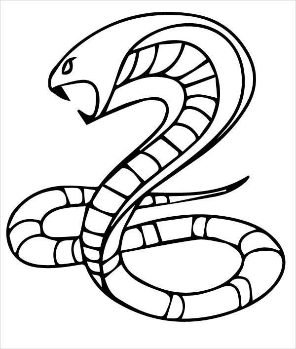 King Cobra Snake Drawings Sketch Coloring Page