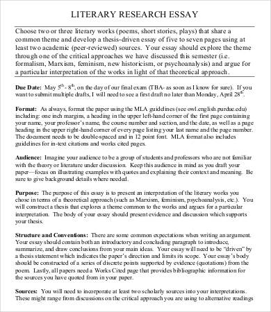 sample literary research essay