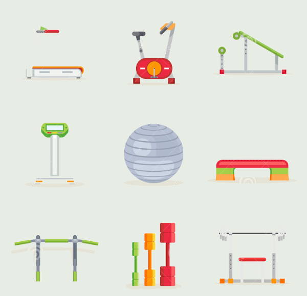 exercise tools icons set